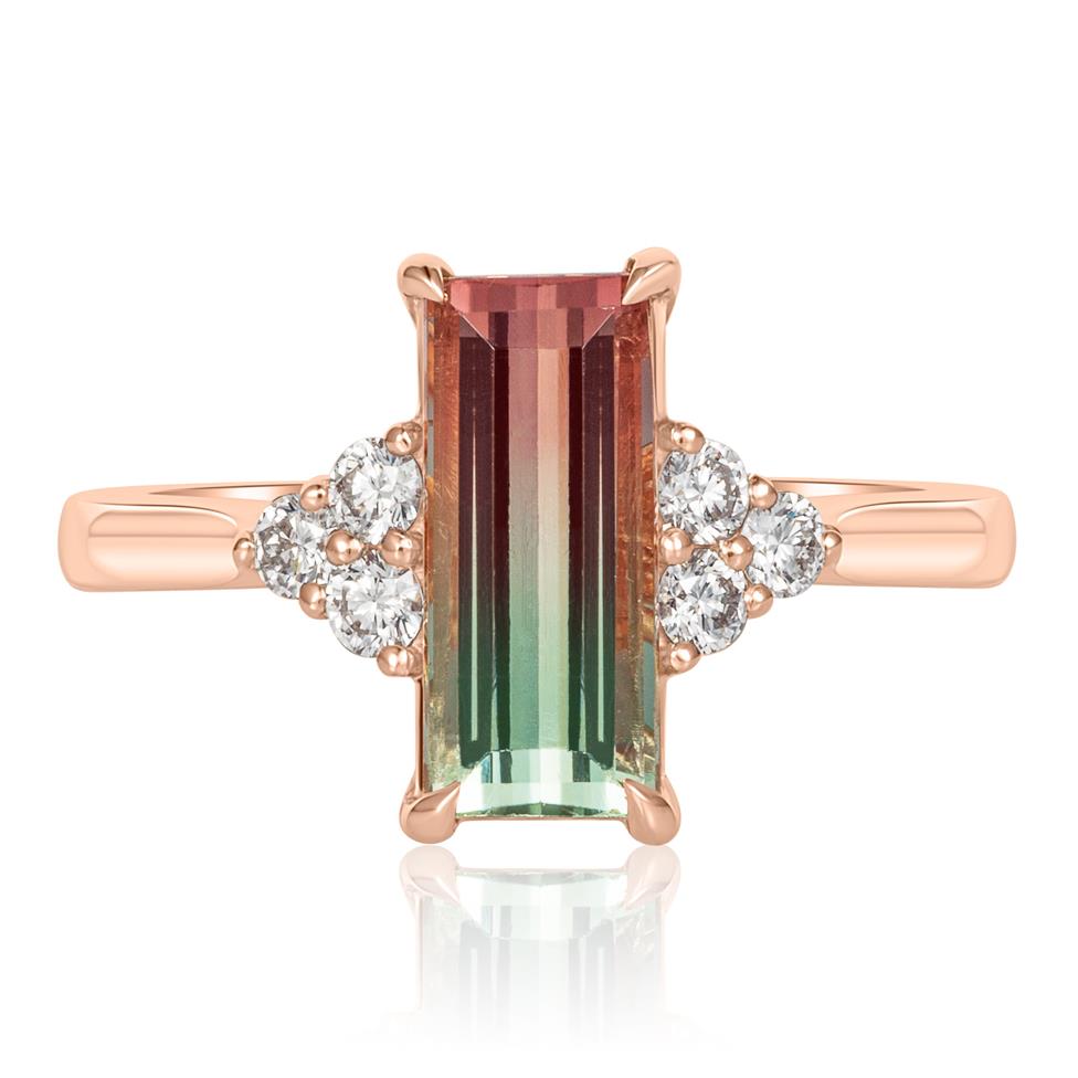 18ct Rose Gold Watermelon Tourmaline Ring Thumbnail Image 1