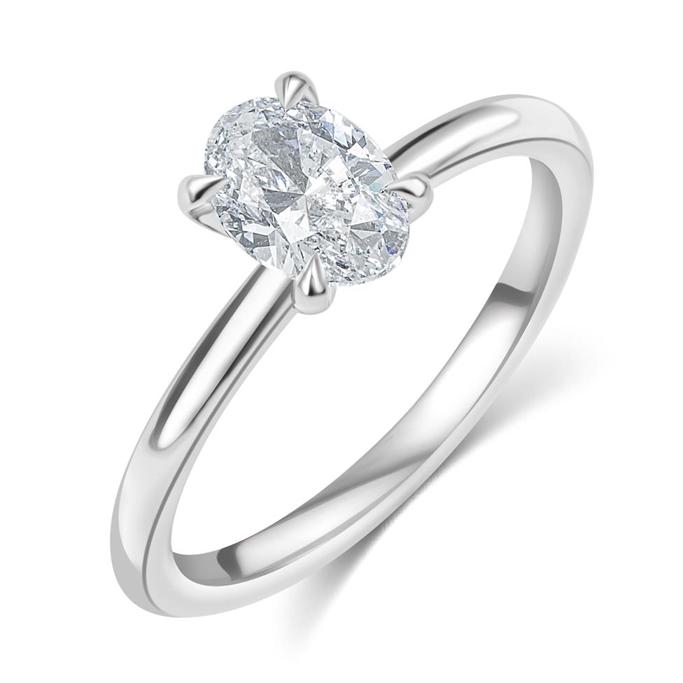 Platinum Oval Diamond Engagement Ring 1.00ct Thumbnail Image 0