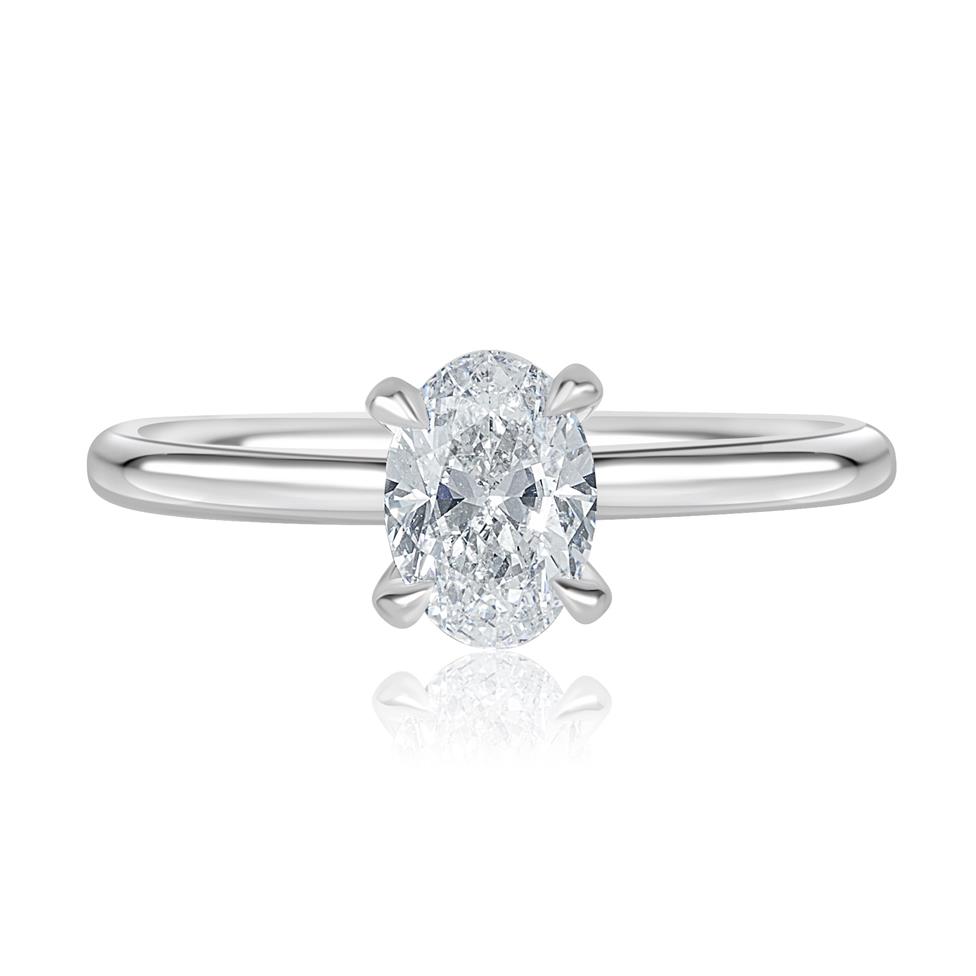 Platinum Oval Diamond Engagement Ring 1.00ct Thumbnail Image 2