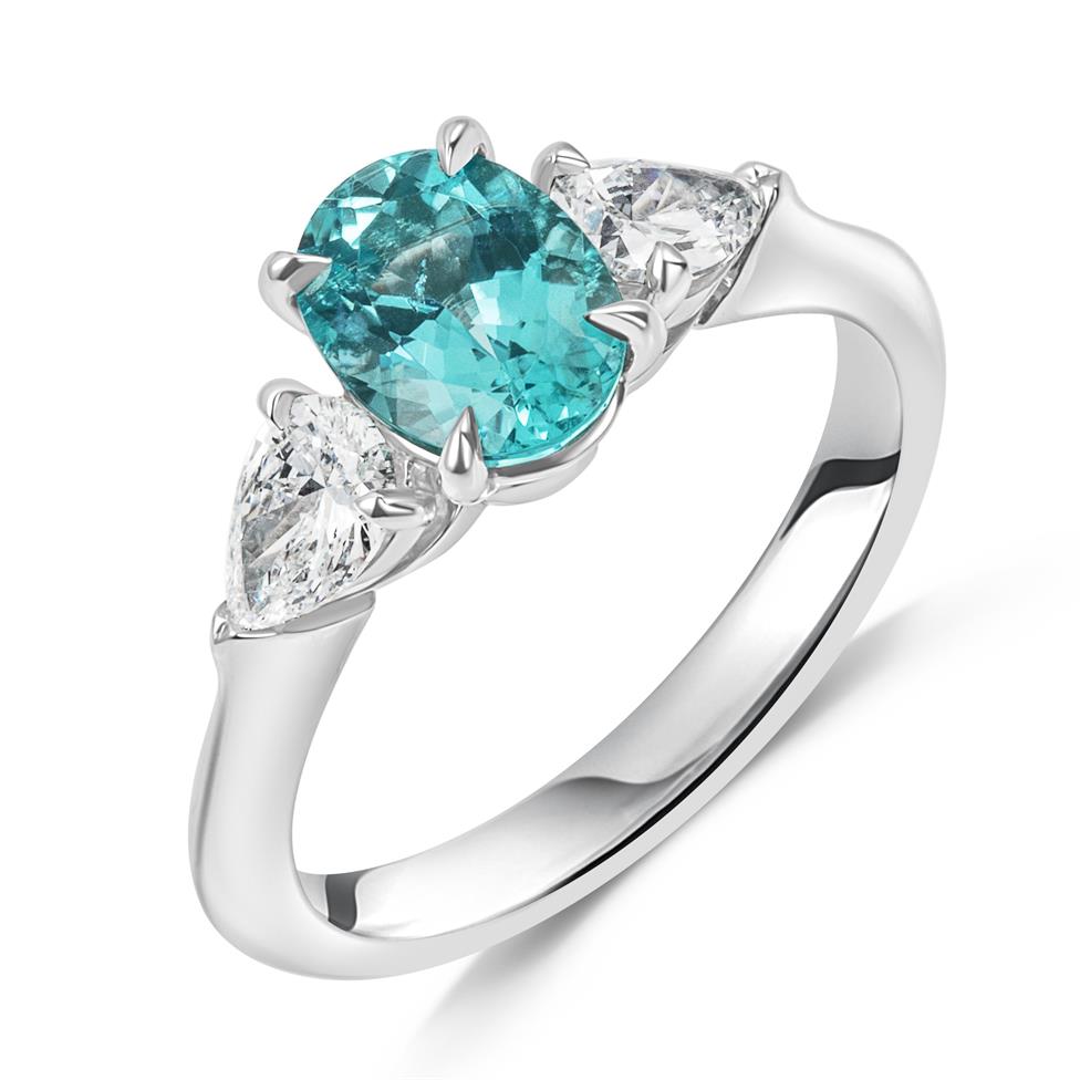 Platinum Paraiba Tourmaline and Diamond Ring Thumbnail Image 0