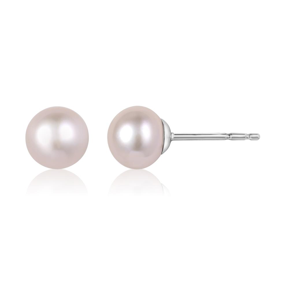 18ct White Gold Pink Freshwater Pearl Stud Earrings 5mm Thumbnail Image 0