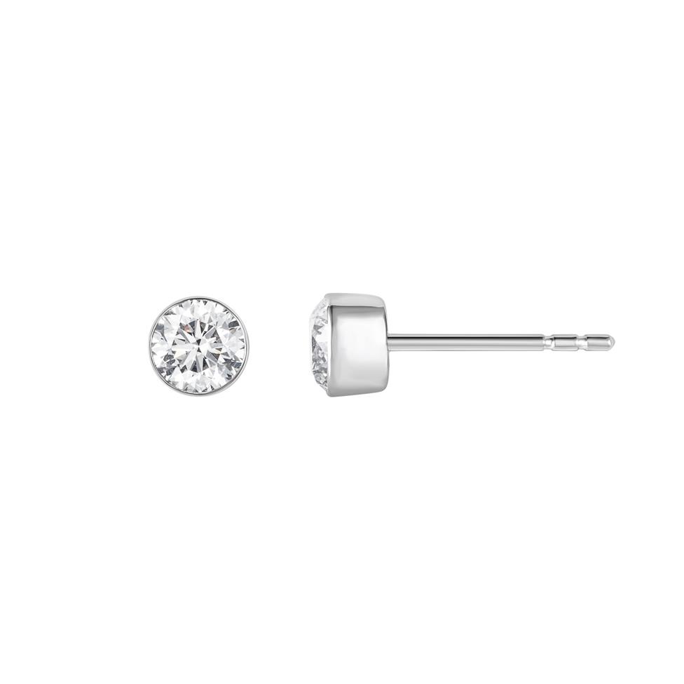 18ct White Gold Super Fine Rubover Diamond Earrings Thumbnail Image 0