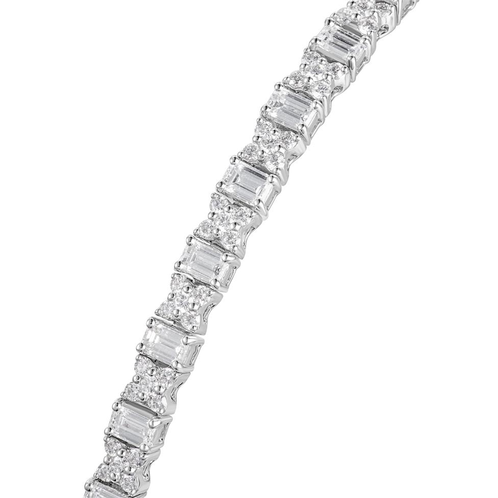 18ct White Gold Emerald Cut and Round Diamond Bracelet 5.46ct Thumbnail Image 1