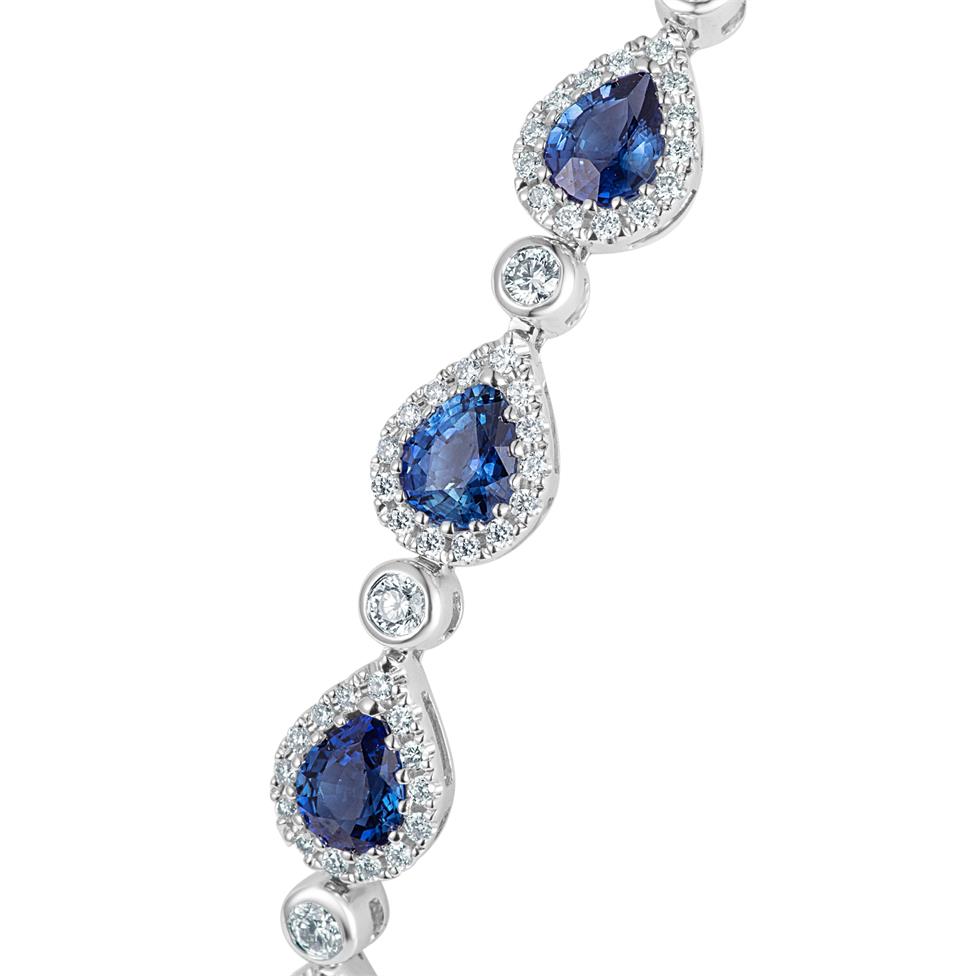 18ct White Gold Pear Sapphire and Diamond Bracelet Thumbnail Image 2