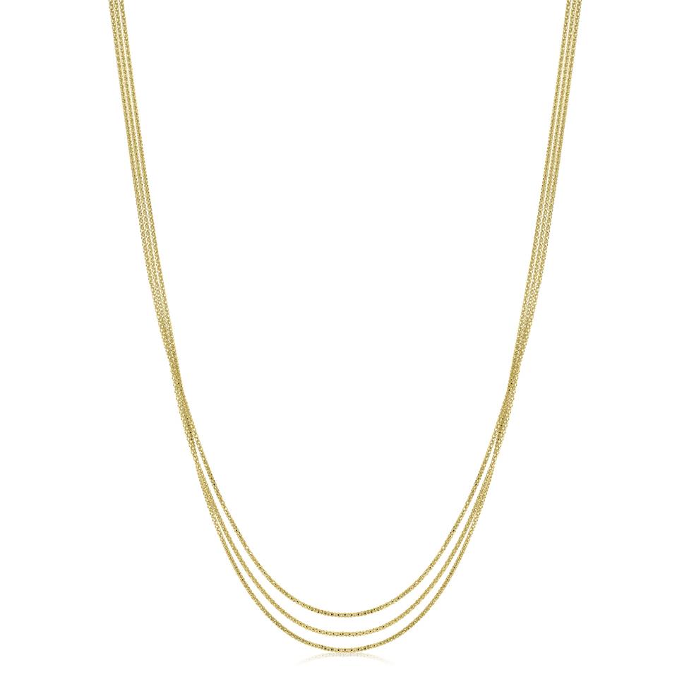 18ct Yellow Gold Three Row Woven Necklace  Thumbnail Image 0