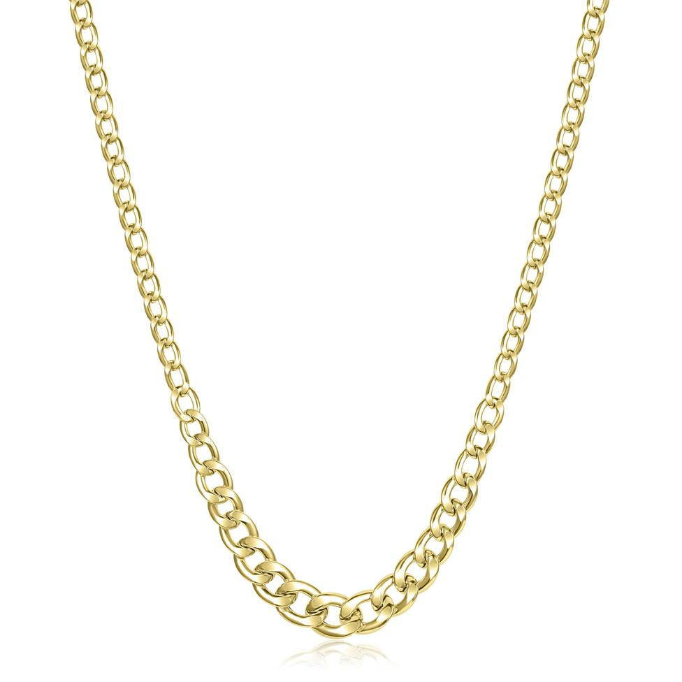 18ct Yellow Gold Graduated Hollow Curb Necklace Thumbnail Image 0