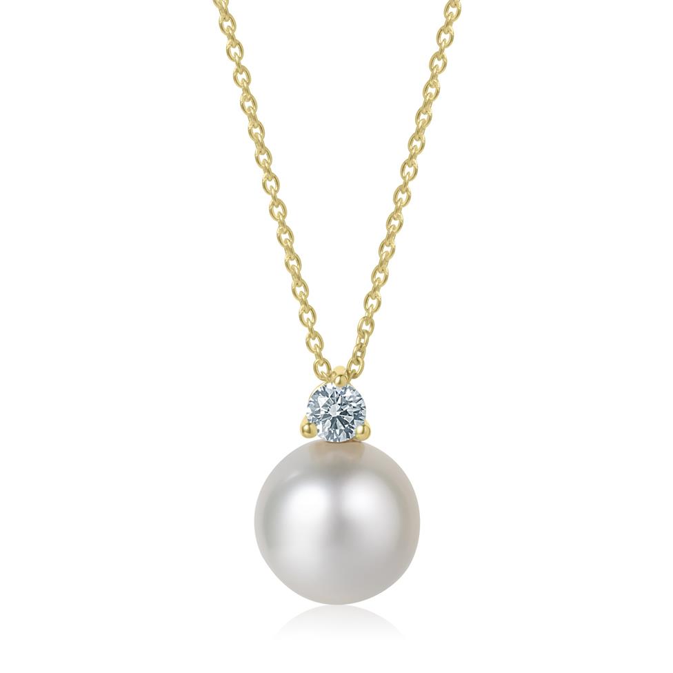 18ct Yellow Gold South Sea Pearl and Diamond Necklace Thumbnail Image 0
