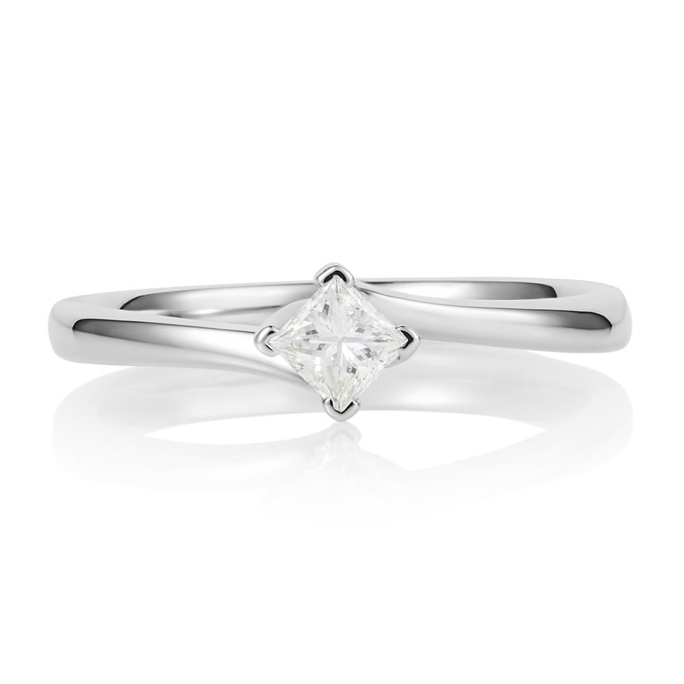 Platinum Twist Design Princess Cut Diamond Solitaire Engagement Ring 0.25ct Thumbnail Image 1