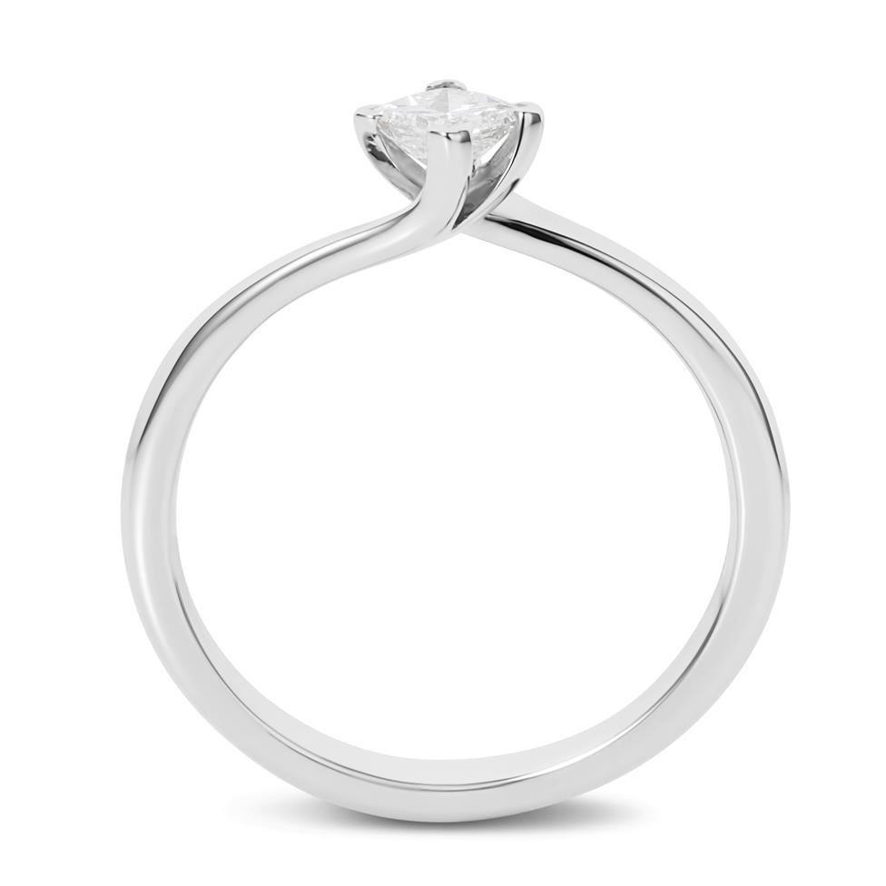 Platinum Twist Design Princess Cut Diamond Solitaire Engagement Ring 0.25ct Thumbnail Image 2