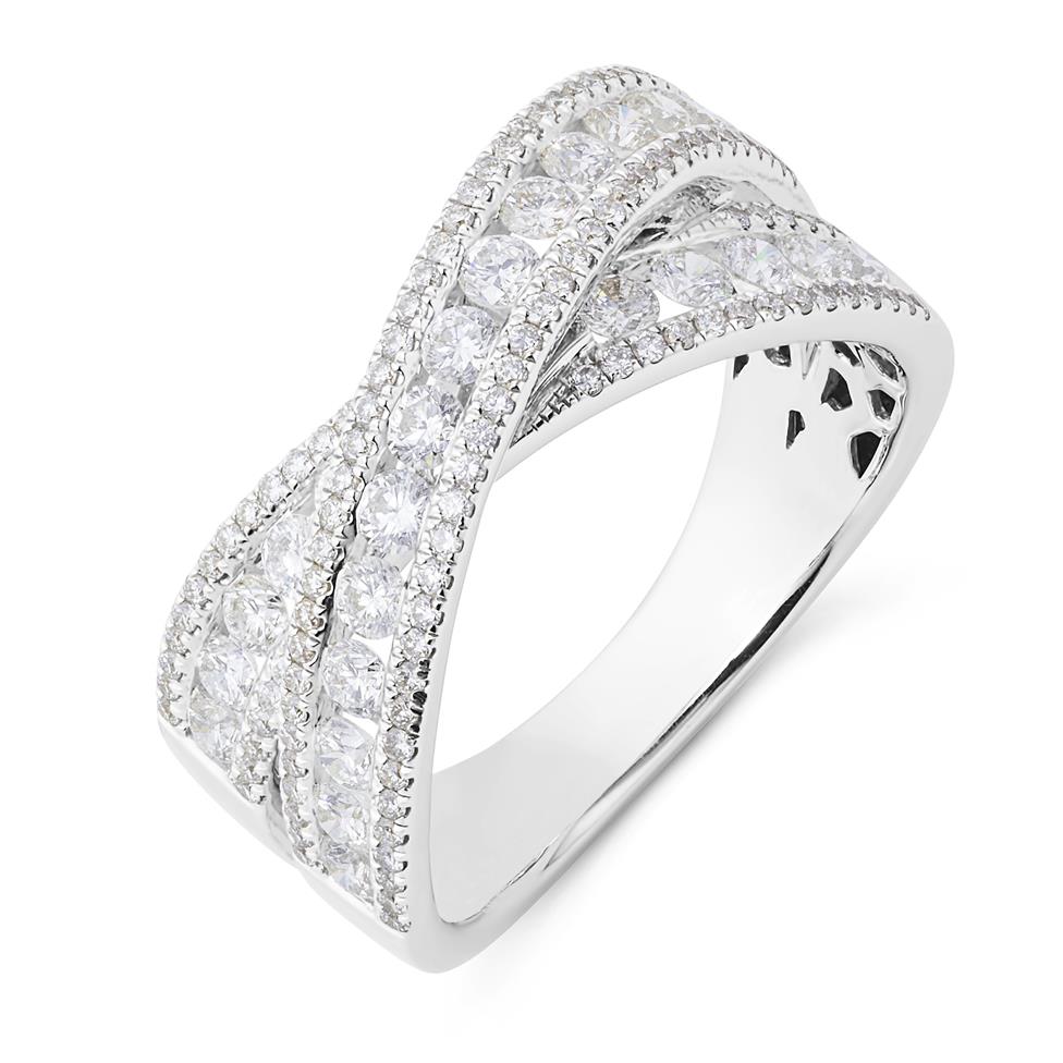 18ct White Gold Crossover Design Diamond Dress Ring 1.16ct Thumbnail Image 0
