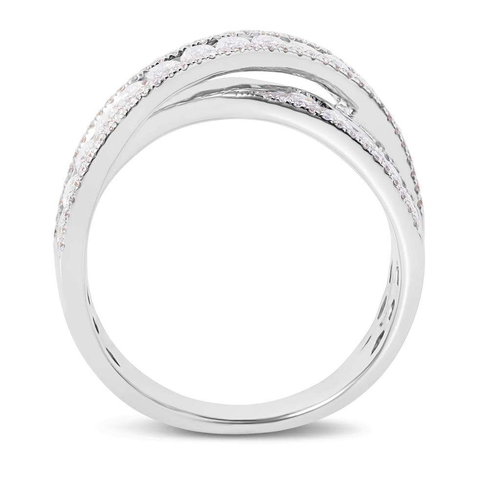 18ct White Gold Crossover Design Diamond Dress Ring 1.16ct Thumbnail Image 2
