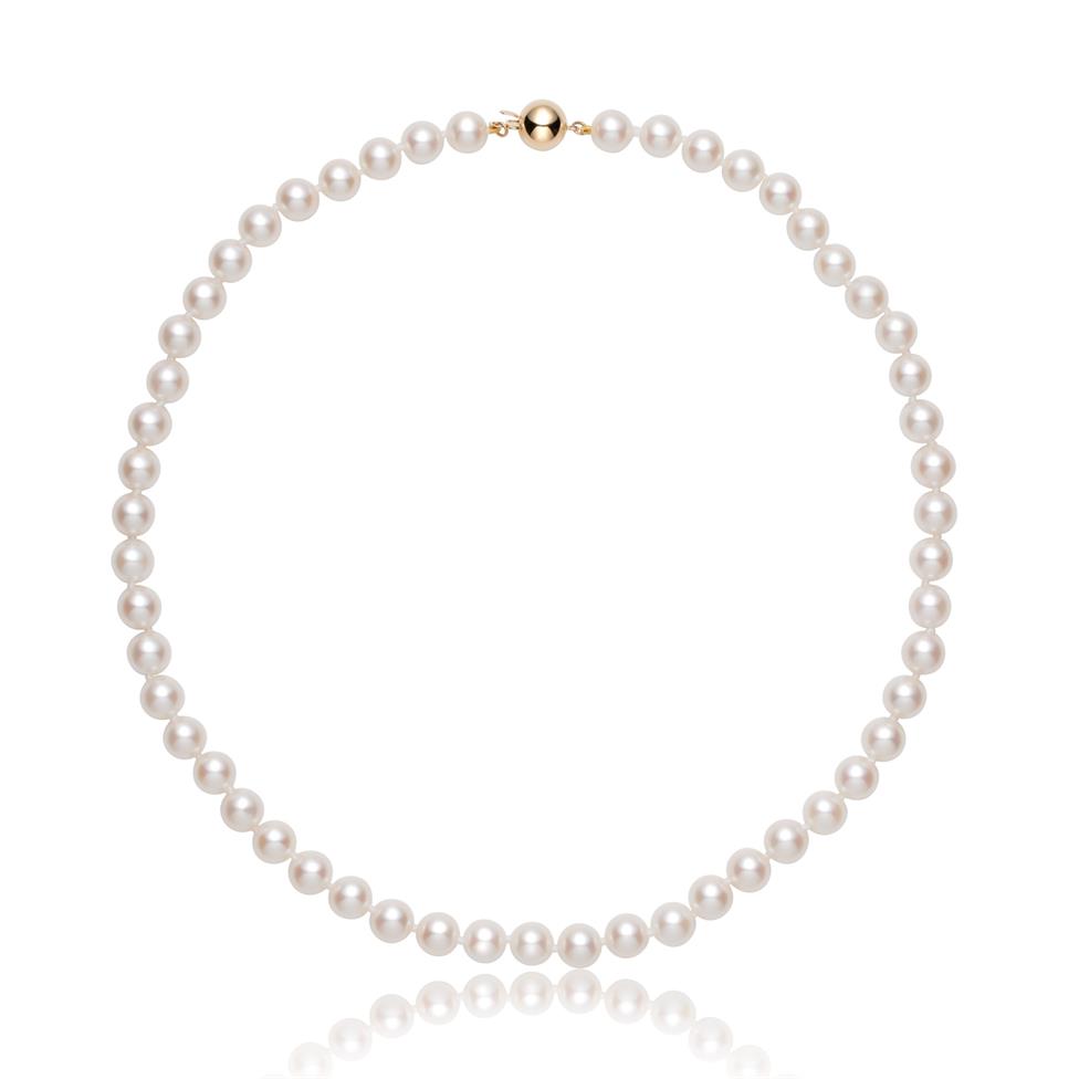 18ct Yellow Gold Akoya Pearl Necklace 6.5-7.0mm | 40cm Thumbnail Image 0