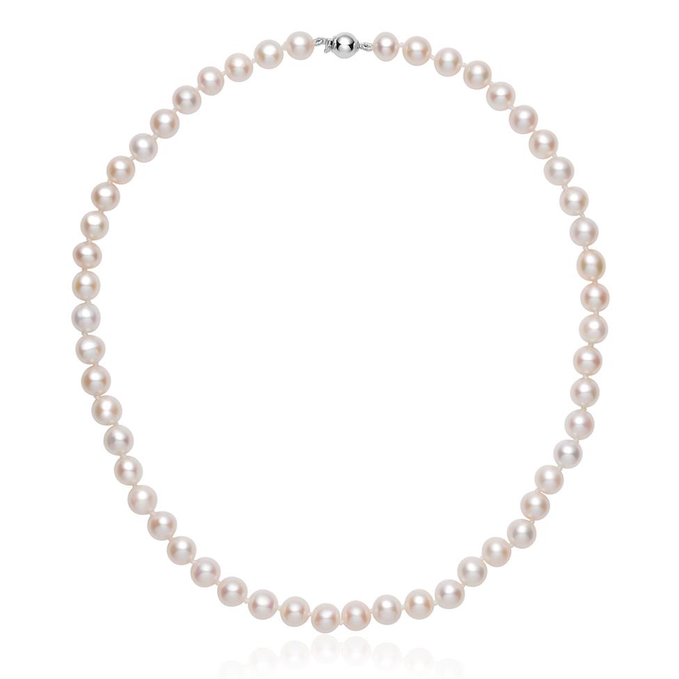 18ct White Gold Freshwater Pearl Necklace 7.5-8.0mm | 45cm  Thumbnail Image 0