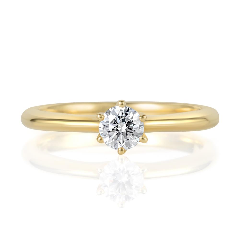 18ct Yellow Gold Six Claw Design Diamond Solitaire Engagement Ring 0.30ct Thumbnail Image 1