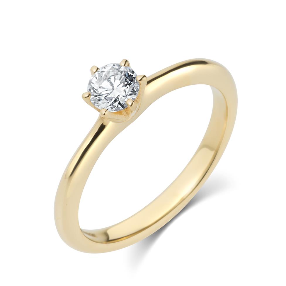 18ct Yellow Gold Six Claw Design Diamond Solitaire Engagement Ring 0.30ct Thumbnail Image 0