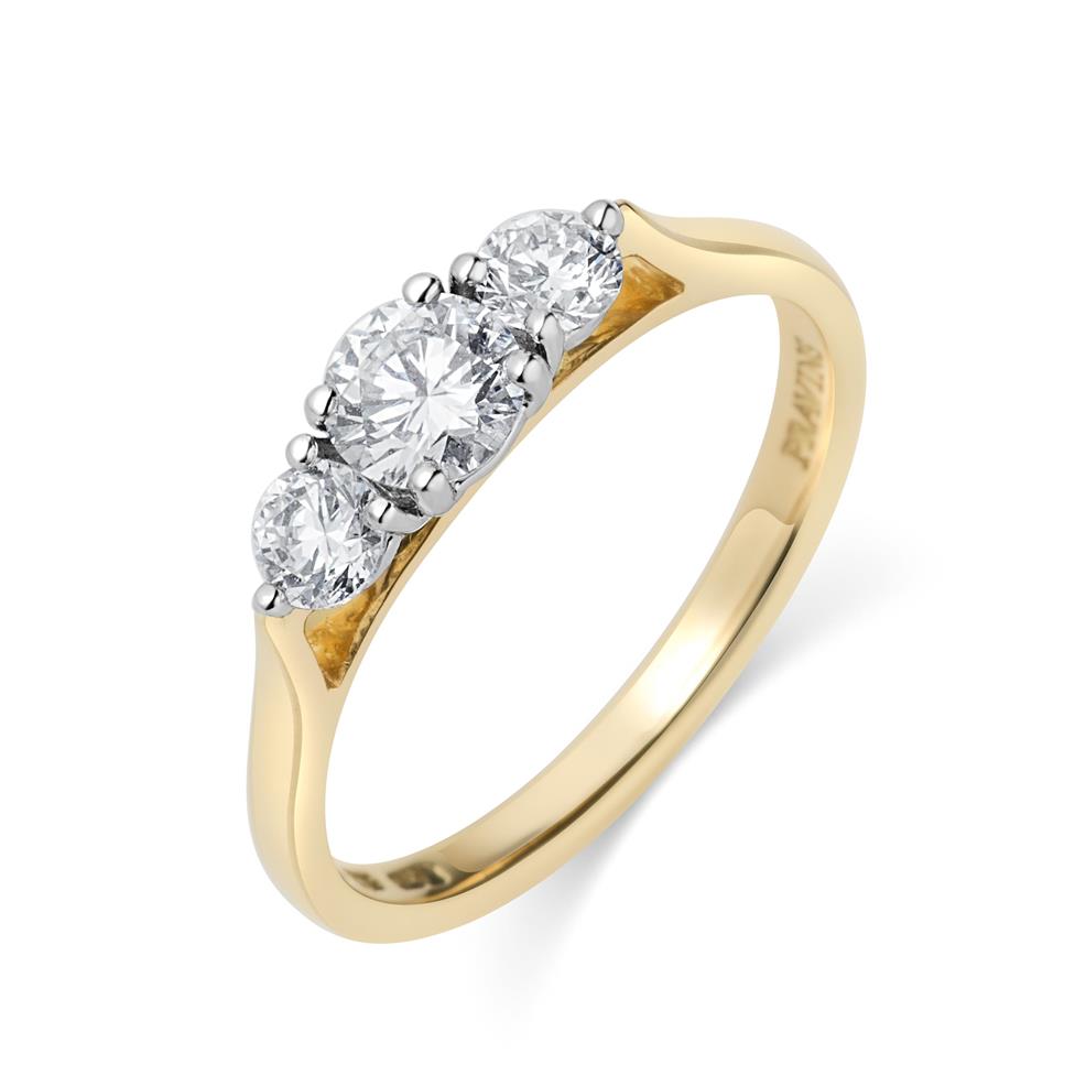 18ct Yellow Gold Diamond Three Stone Engagement Ring 0.70ct Thumbnail Image 0