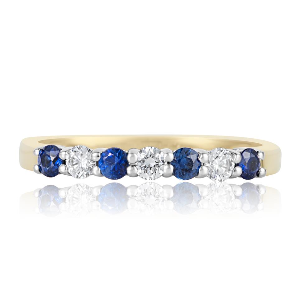 18ct Yellow Gold Sapphire and Diamond Half Eternity Ring Thumbnail Image 1
