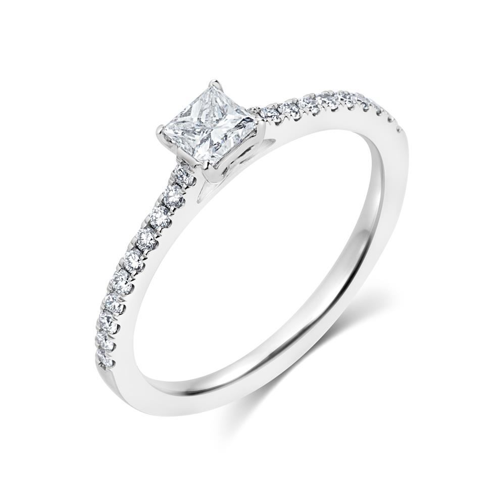 Platinum Princess Cut Diamond Solitaire Engagement Ring 0.58ct Thumbnail Image 0