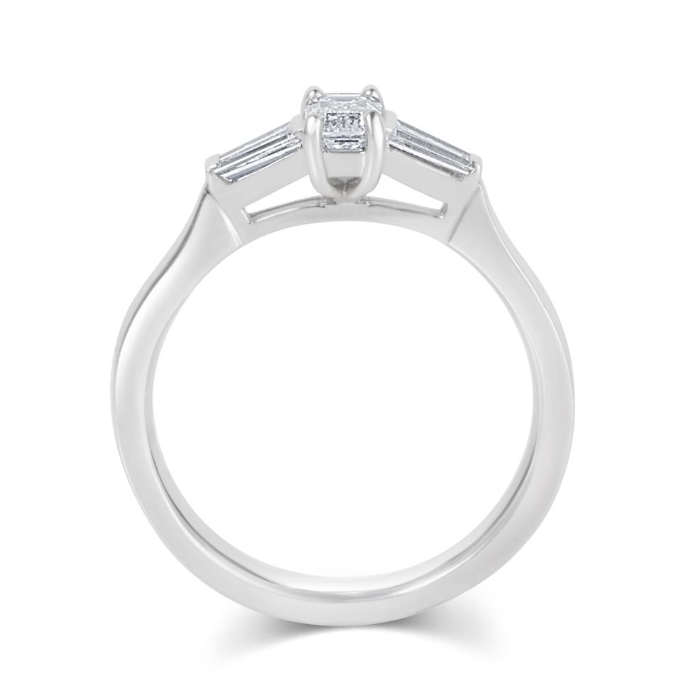 Platinum Emerald Cut and Baguette Cut Diamond Three Stone Engagement Ring 0.51ct Thumbnail Image 2