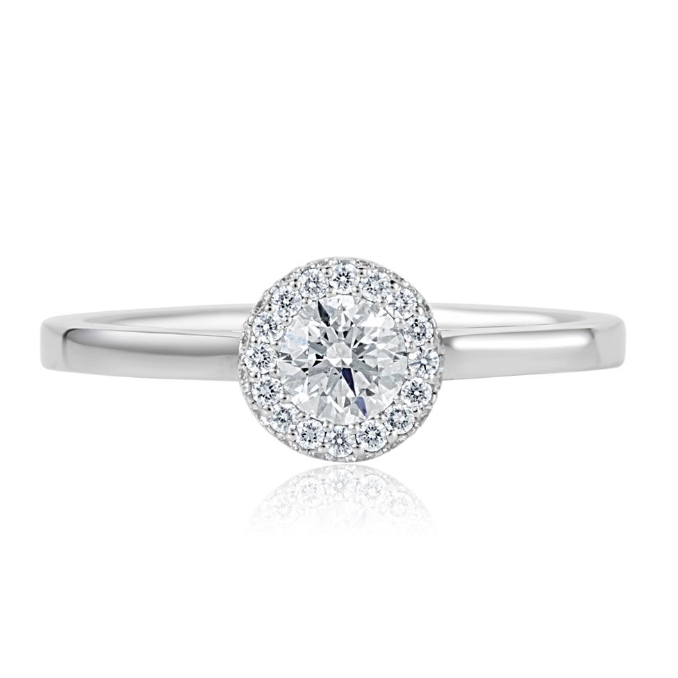 Platinum Collet Detail Diamond Halo Engagement Ring 0.47ct Thumbnail Image 1