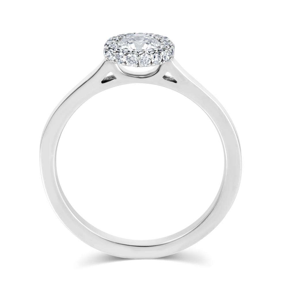 Platinum Collet Detail Diamond Halo Engagement Ring 0.47ct Thumbnail Image 2