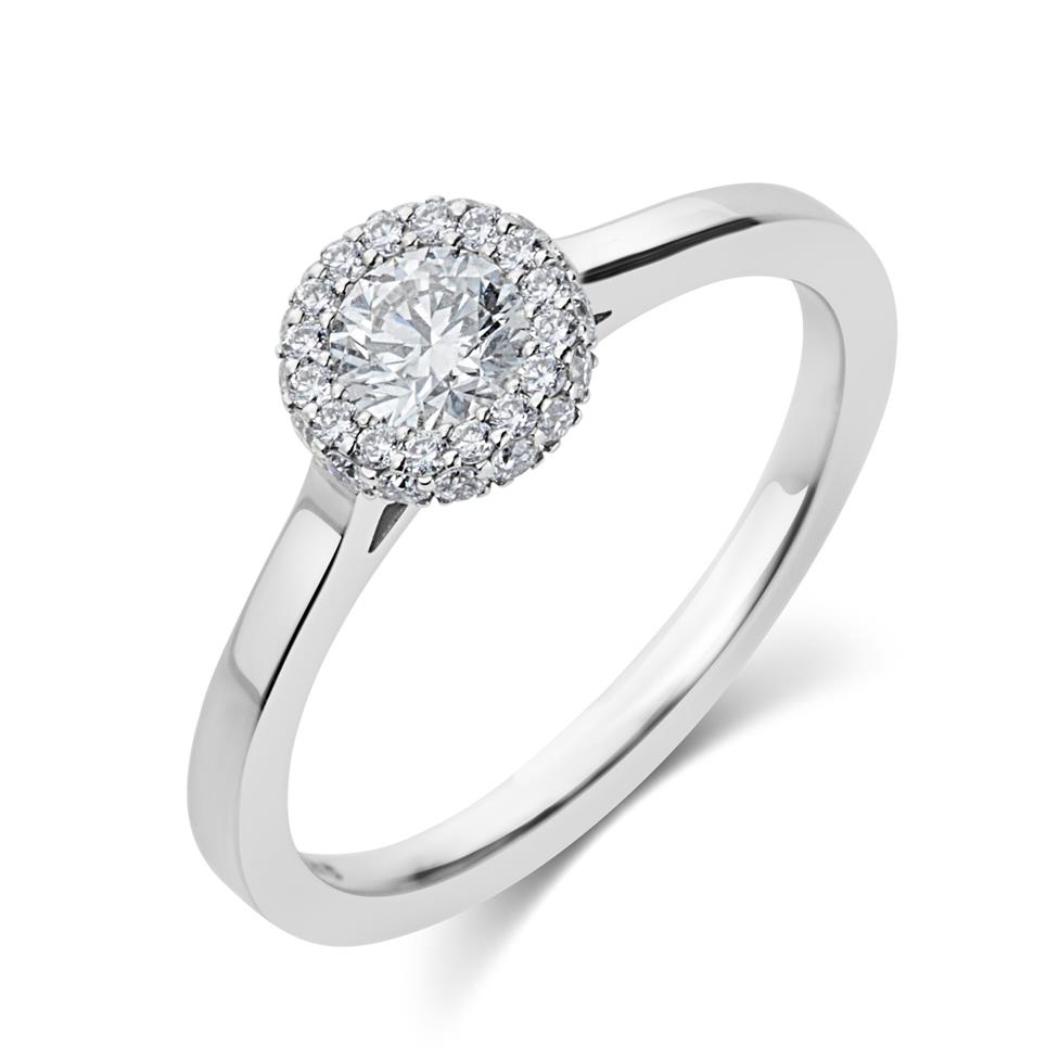 Platinum Collet Detail Diamond Halo Engagement Ring 0.47ct Thumbnail Image 0