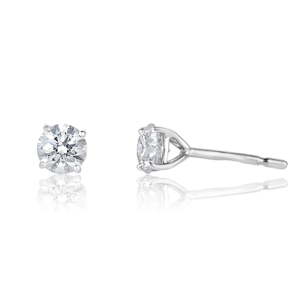 18ct White Gold Diamond Solitaire Stud Earrings 0.90ct Thumbnail Image 0