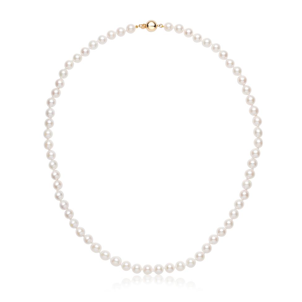 18ct Yellow Gold Akoya Pearl Necklace 6.5mm | 45cm Thumbnail Image 0