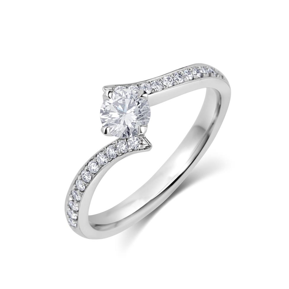 Platinum Twist Design Diamond Solitaire Engagement Ring 0.30ct Thumbnail Image 0