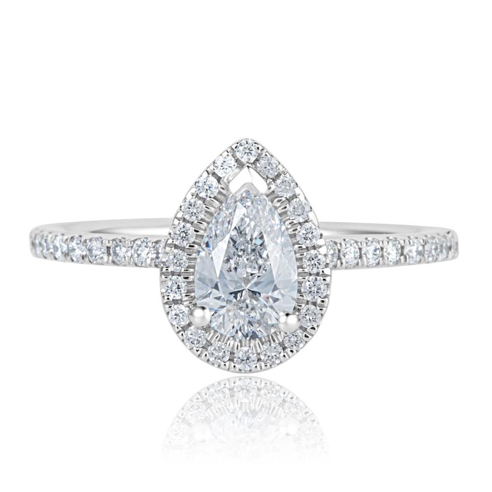 Platinum Pear Shape Diamond Halo Engagement Ring 1.05ct Thumbnail Image 2