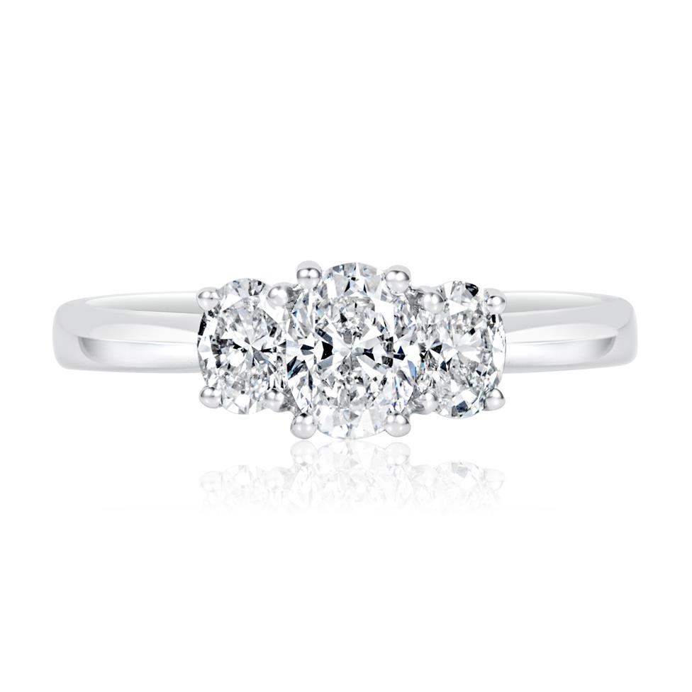 Platinum Oval Diamond Three Stone Engagement Ring 0.80ct Thumbnail Image 1
