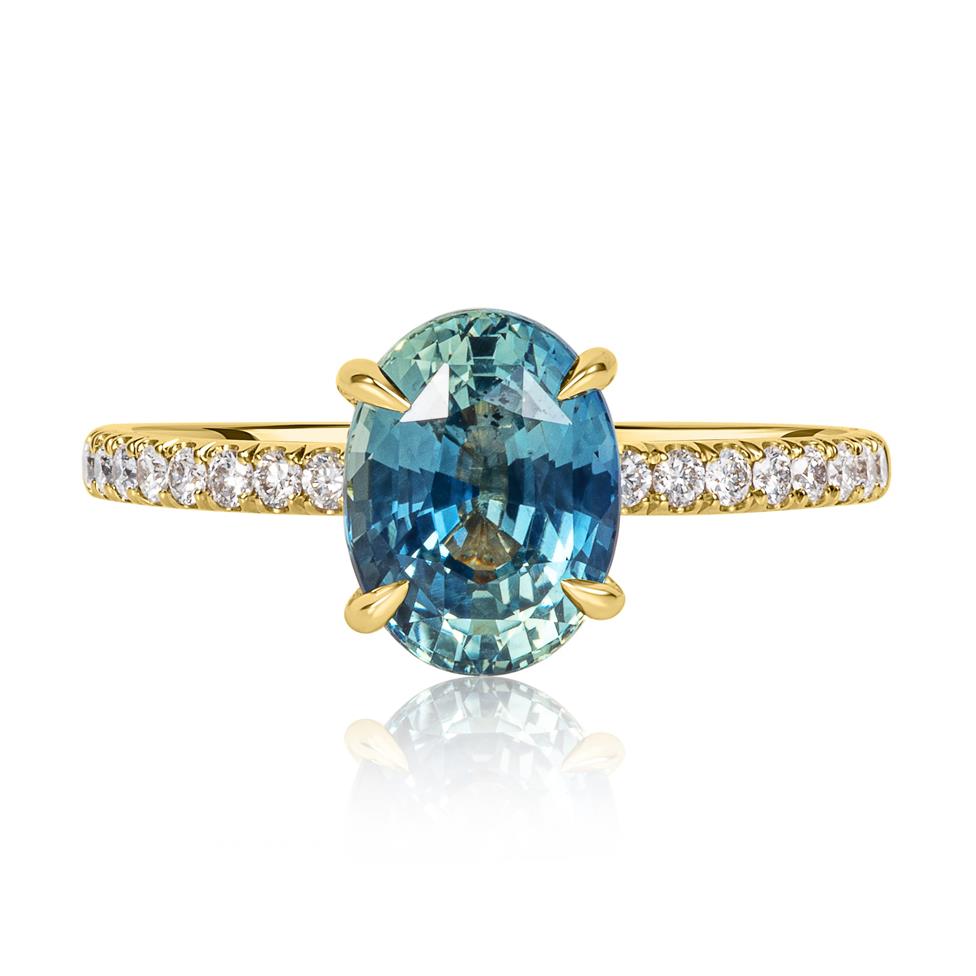 18ct Yellow Gold Oval Parti Sapphire Ring Thumbnail Image 1