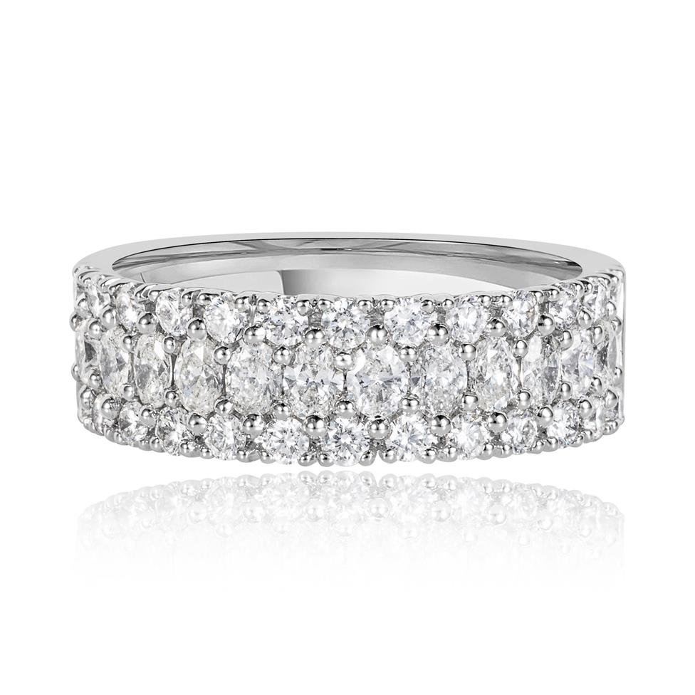 Platinum Oval Diamond Three Row Eternity Ring Thumbnail Image 1