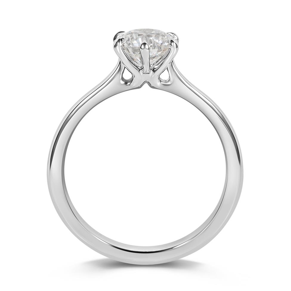 Platinum Six Claw Round Diamond Solitaire Ring 1.00ct Thumbnail Image 2
