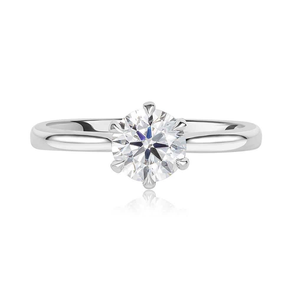 Platinum Six Claw Round Diamond Solitaire Ring 1.00ct Thumbnail Image 1