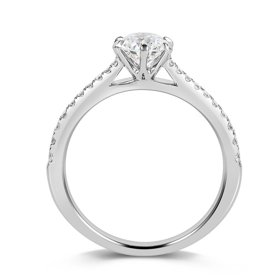 Platinum Six Claw Round Diamond Solitaire Ring 0.96ct Thumbnail Image 2