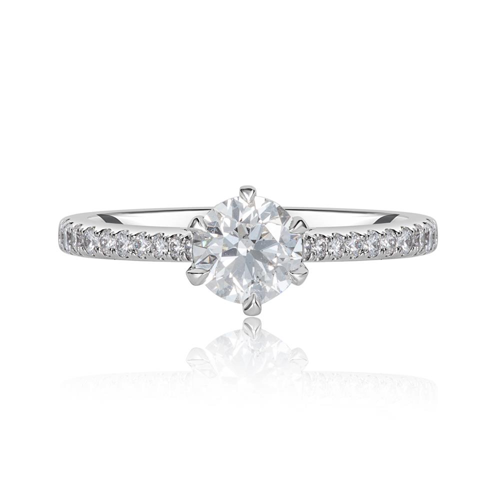 Platinum Six Claw Round Diamond Solitaire Ring 0.96ct Thumbnail Image 1