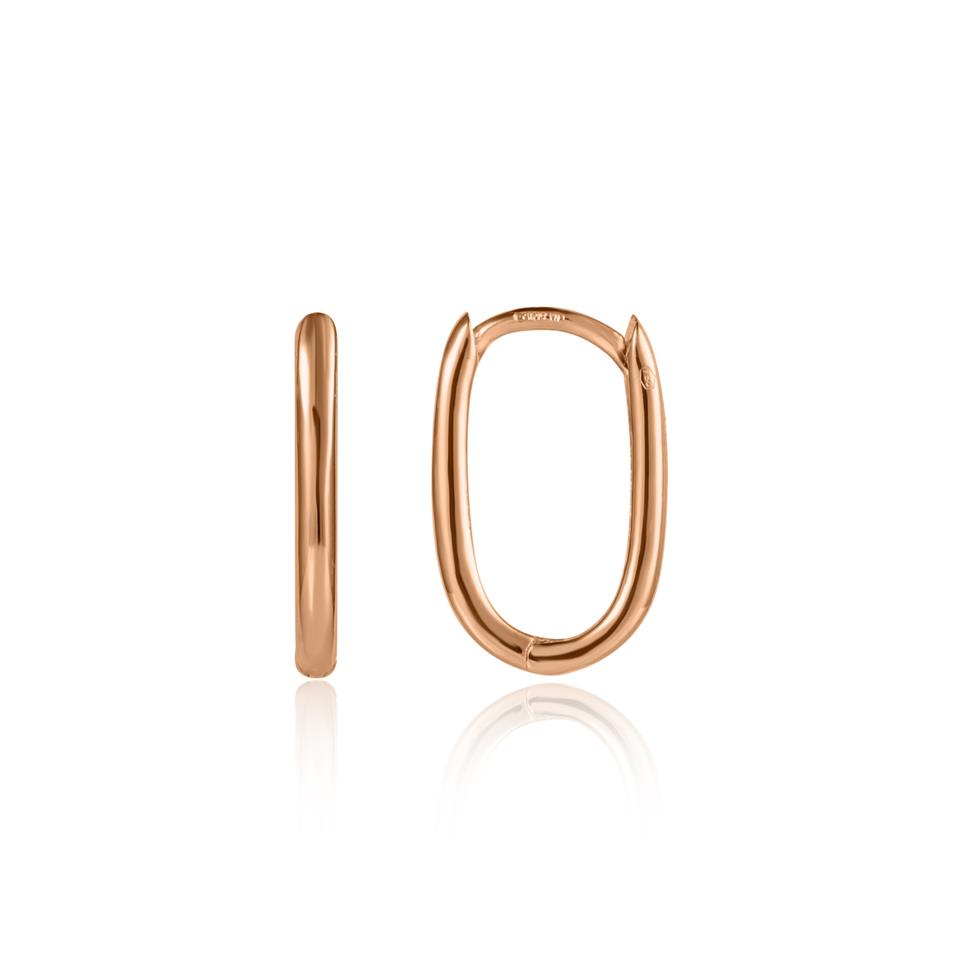 18ct Rose Gold Oblong Hoop Earrings Thumbnail Image 0