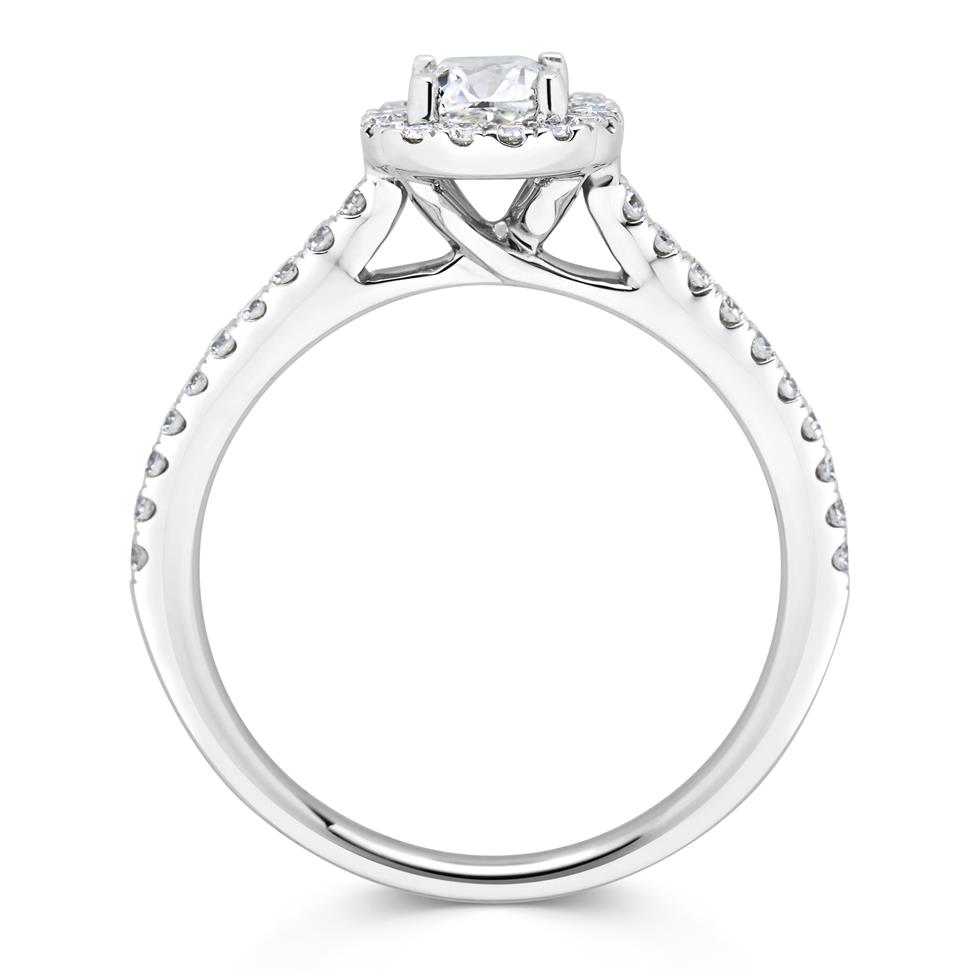 Platinum Cushion Cut Diamond Halo Engagement Ring 0.95ct Thumbnail Image 2