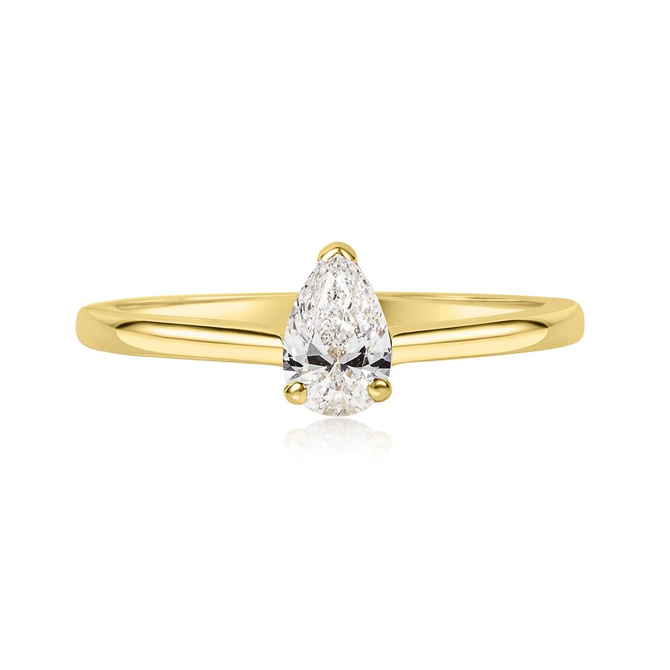 18ct Yellow Gold Pear Diamond Solitaire Engagement Ring 0.35ct Thumbnail Image 1