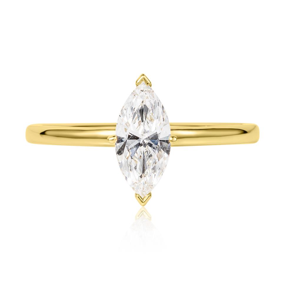 18ct Yellow Gold Marquise Diamond Solitaire Engagement Ring 0.80ct Thumbnail Image 1