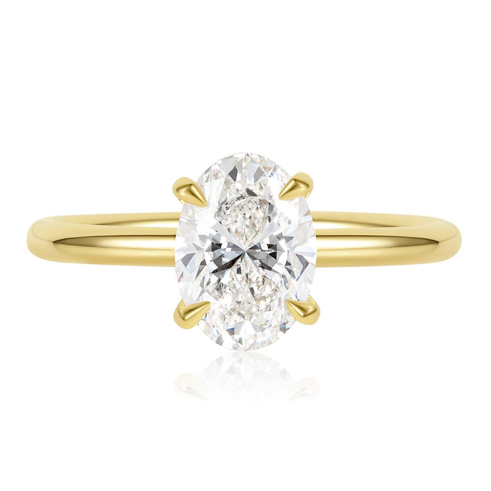 18ct Yellow Gold Oval Diamond Solitaire Engagement Ring 1.51ct Thumbnail Image 2