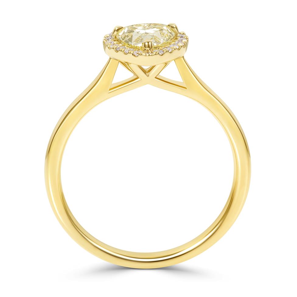18ct Yellow Gold Fancy Yellow Heart Diamond Halo Ring Thumbnail Image 4