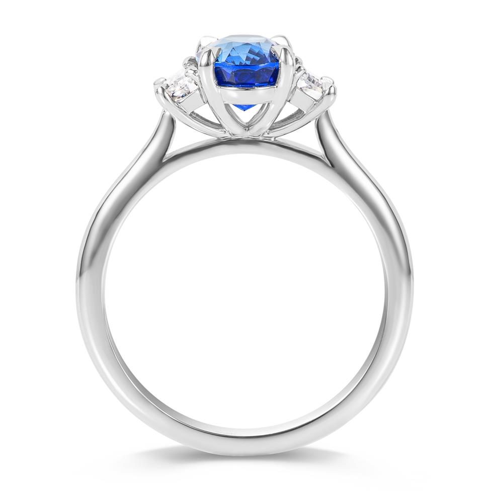 Platinum Sapphire and Cadillac Cut Diamond Three Stone Ring  Thumbnail Image 2