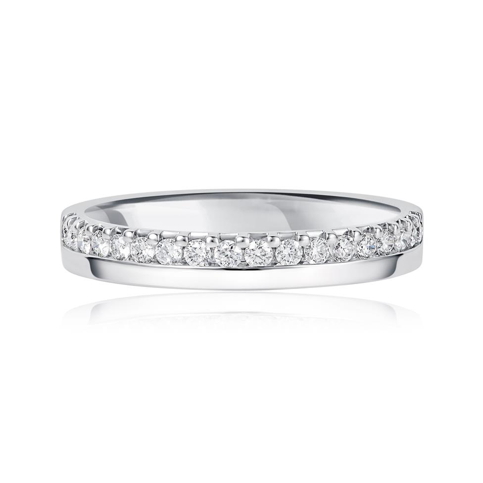 Platinum Diamond Off Set Wedding Band Thumbnail Image 1