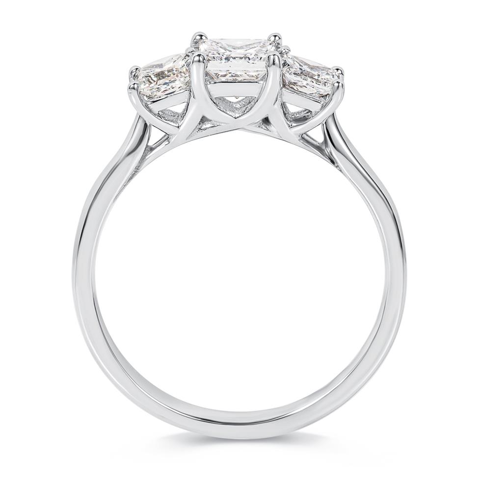 Platinum Princess Cut Diamond Three Stone Engagement Ring 1.00ct Thumbnail Image 2
