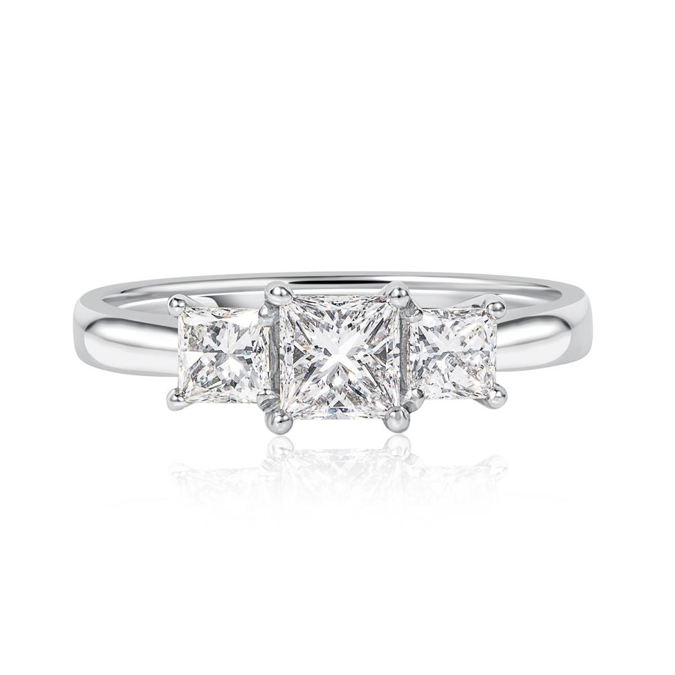 Platinum Princess Cut Diamond Three Stone Engagement Ring 1.00ct Thumbnail Image 1