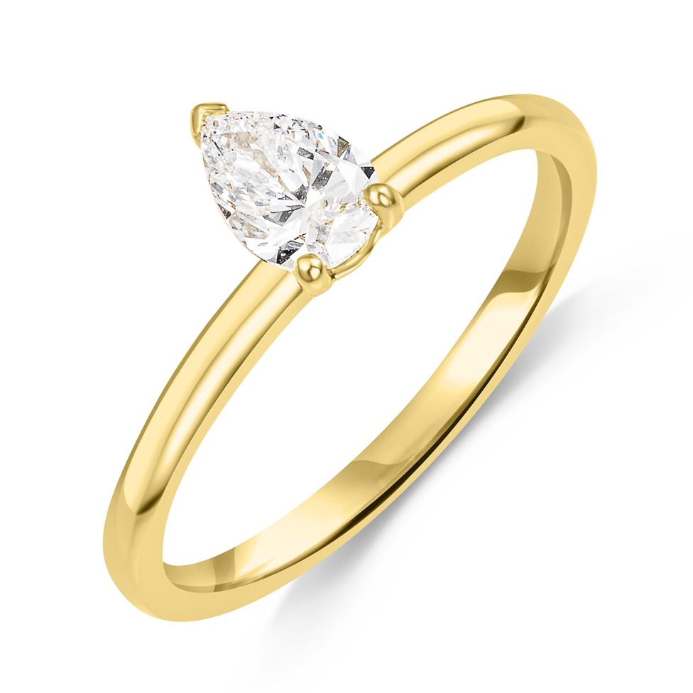 18ct Yellow Gold Pear Diamond Solitaire Engagement Ring 0.50ct Thumbnail Image 0