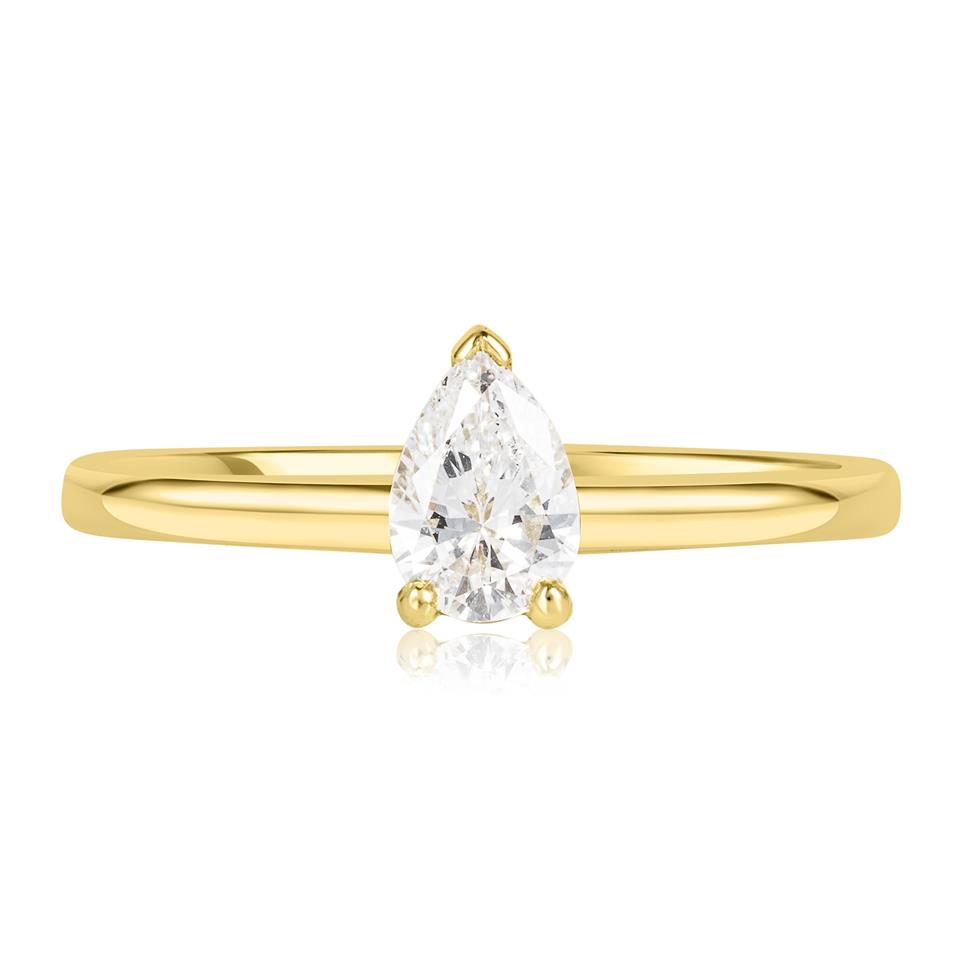 18ct Yellow Gold Pear Diamond Solitaire Engagement Ring 0.50ct Thumbnail Image 1