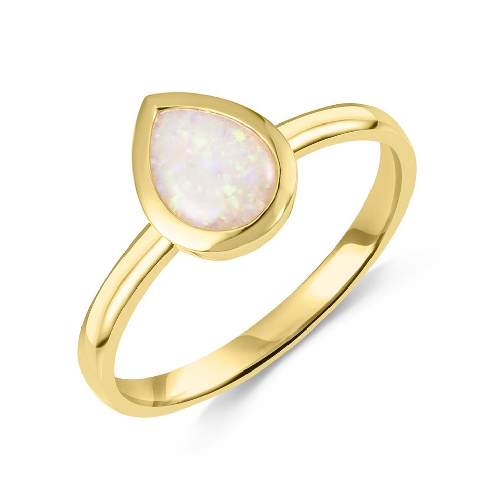 18ct Yellow Gold Pear Opal Ring Image 1